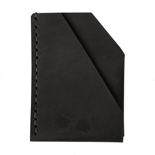 Black Genuine Leather Minimalist Card Holder Wallet, - Lantier Designs