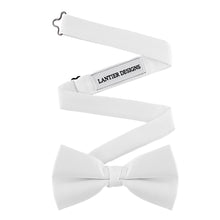 Men's Formal Pre-Tied Satin Bow Tie, Adjustable Length, White, Bow Ties- Lantier Designs